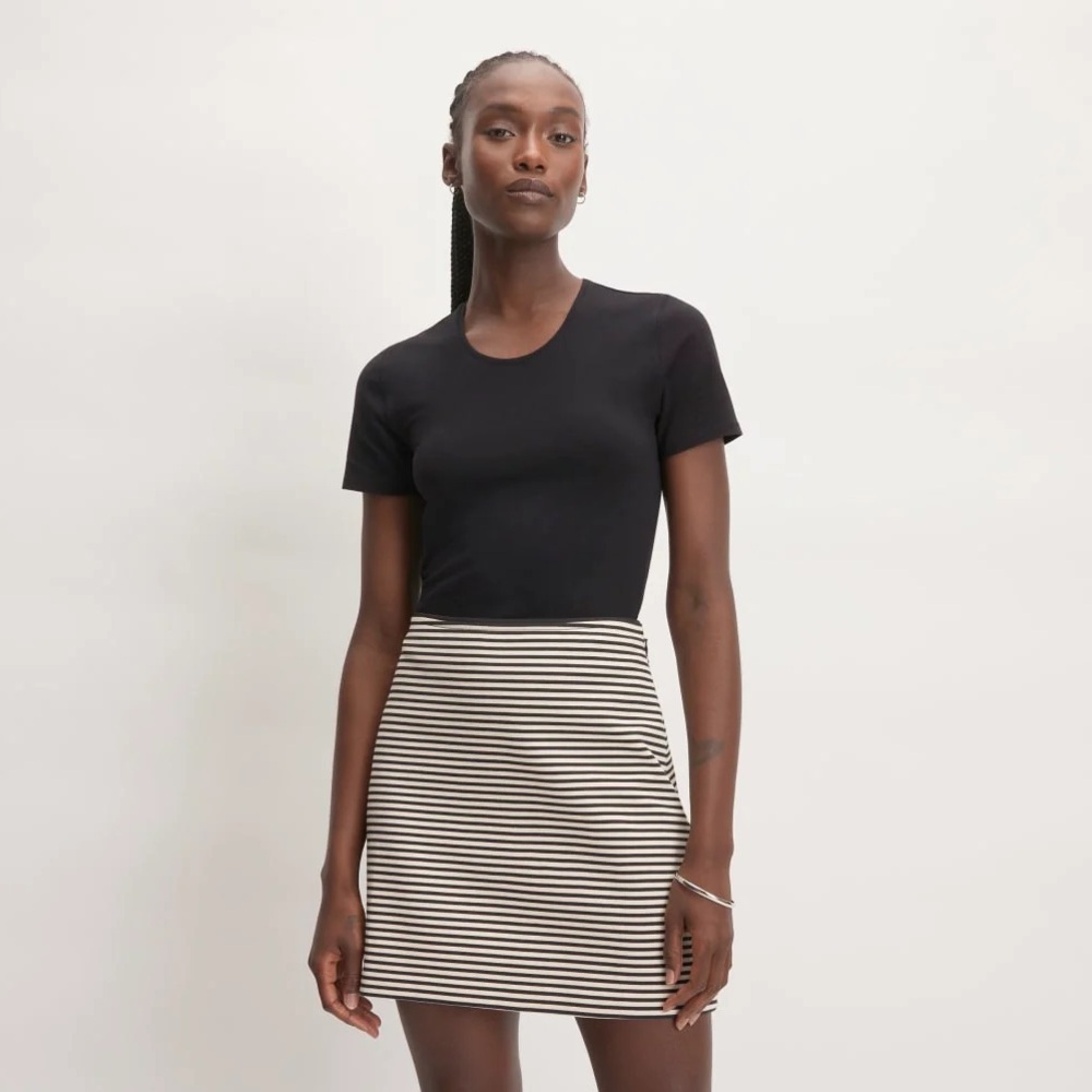 Everlane women’s The Supima Stretch Crew neck tee Black Size M NWT
